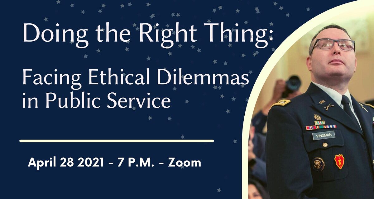 Lt. Col. Alexander Vindman to discuss ethical public service at April 28th virtual discussion with George Mason University